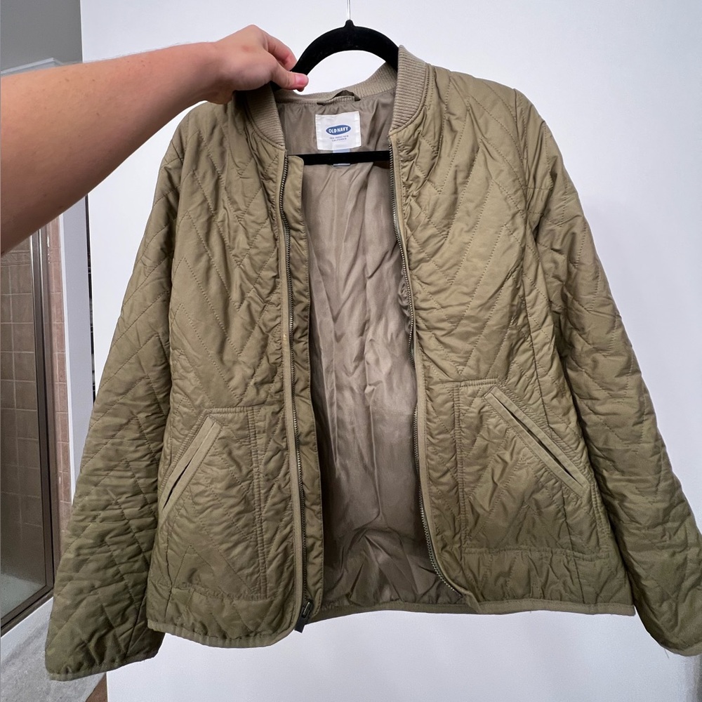 Olive Green Quilted Jacket Old Navy